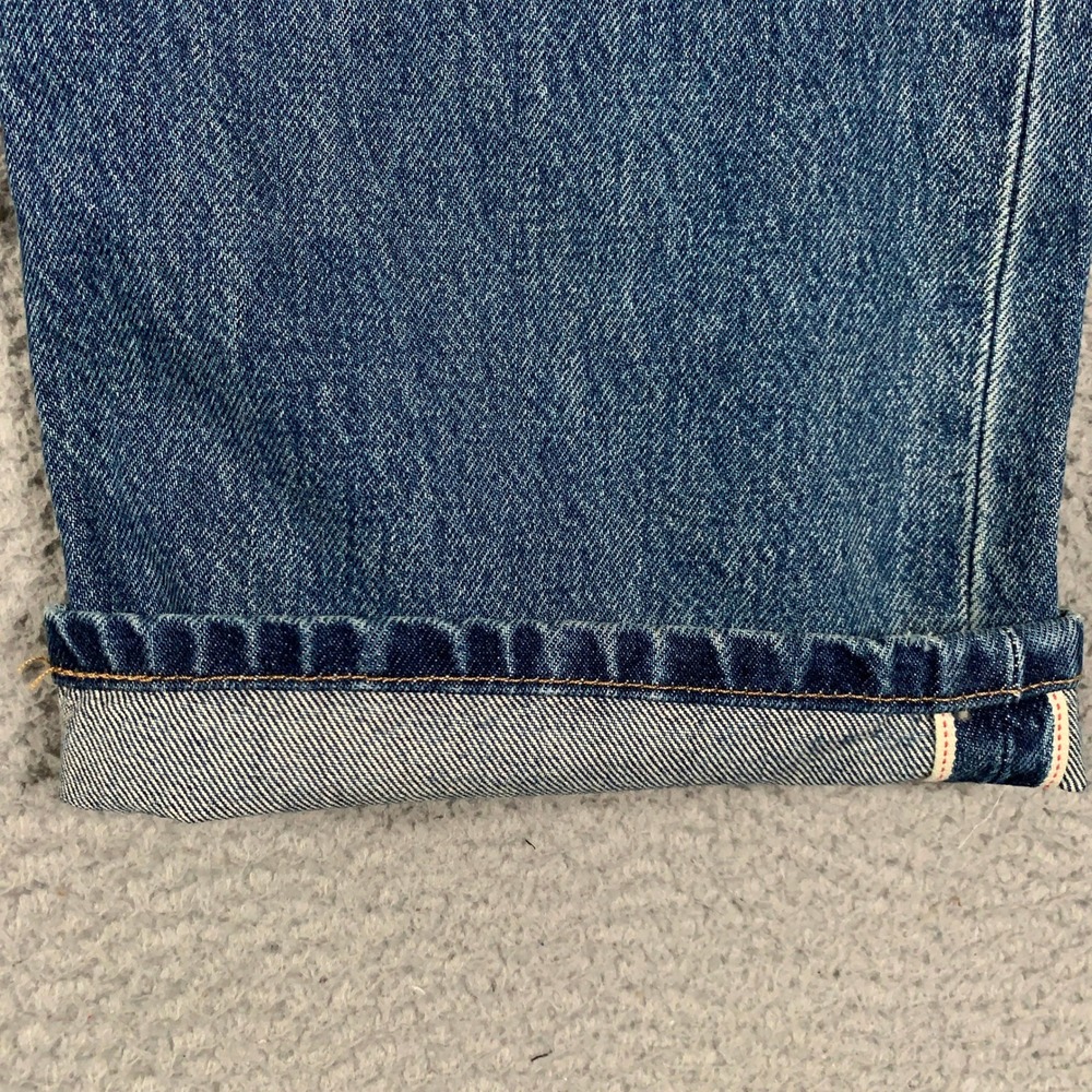 Levis 501 90s Selvedge Jeans Womens 29 Blue Straight Leg Mid Rise Premium Denim - Picture 4 of 15